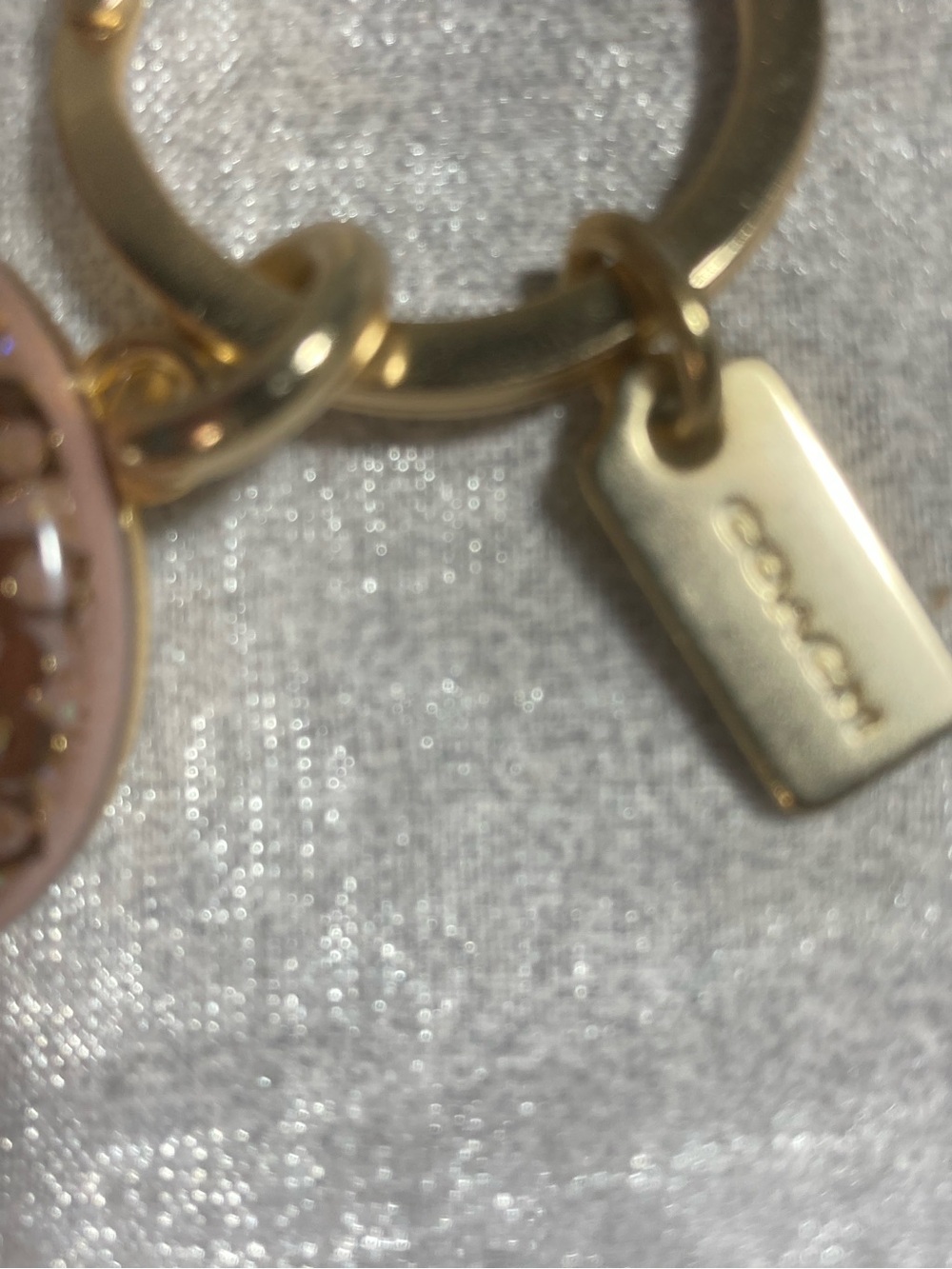 Coach 3D C Resin Key Fob/Bag Charm Pink Glitter Gold-Tone Style 1618 EUC - Picture 6 of 12